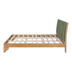 Premium Pine Wood King Bed Frame,King Size Bed Frame with Headboard Included,Mid Century Modern Bed,Natural&Green Color Bed Frame
