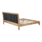 Premium Pine Wood King Bed Frame,King Size Bed Frame with Headboard Included,Mid Century Modern Bed,Natural&Green Color Bed Frame