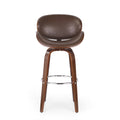 Mid-Century Modern Bar Stool, Swivel Function, Brown, 20.75' (L) x 20' (W) x 42.75' (H) - Groovy Boardz