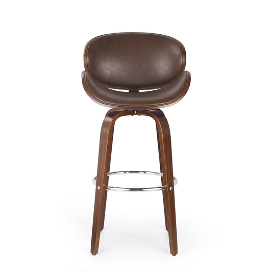 Mid-Century Modern Bar Stool, Swivel Function, Brown, 20.75' (L) x 20' (W) x 42.75' (H) - Groovy Boardz