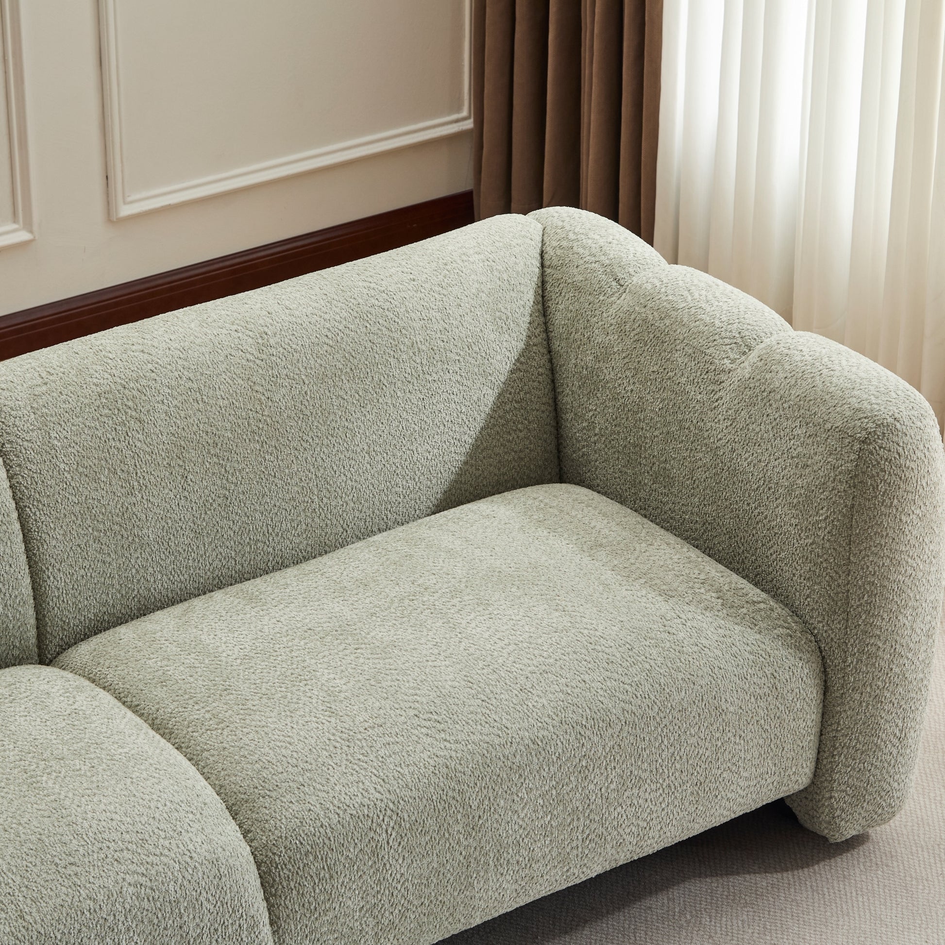 Tonson 83' 3-Seater Sofa,Wave Design, Living Rooms,Bedrooms,Apartment Office,Light Green Sofa
