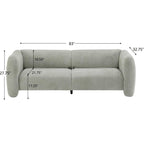 Tonson 83' 3-Seater Sofa,Wave Design, Living Rooms,Bedrooms,Apartment Office,Light Green Sofa