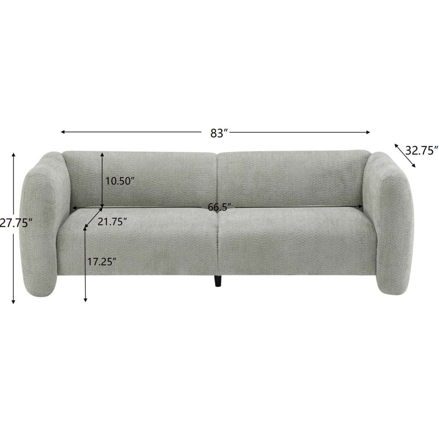 Tonson 83' 3-Seater Sofa,Wave Design, Living Rooms,Bedrooms,Apartment Office,Light Green Sofa