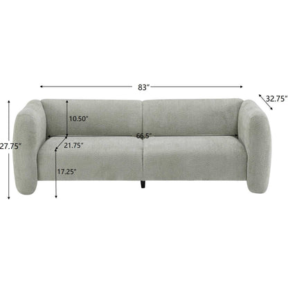 Tonson 83' 3-Seater Sofa,Wave Design, Living Rooms,Bedrooms,Apartment Office,Light Green Sofa