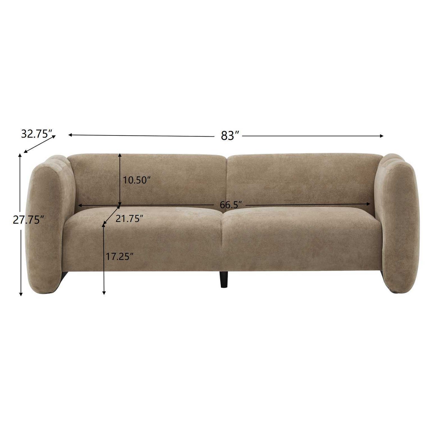 Tonson 83' 3-Seater Sofa,Wave Design, Living Rooms,Bedrooms,Apartment Office,Nomad Sofa