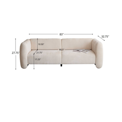 Tonson Wave Design 3-Seater Sofa, Beige Fabric, 83 Inches Sofa