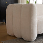 Tonson Wave Design 3-Seater Sofa, Beige Fabric, 83 Inches Sofa