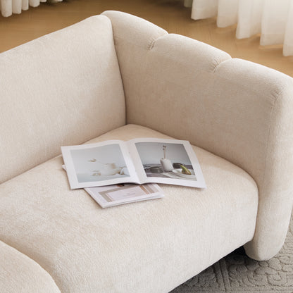 Tonson Wave Design 3-Seater Sofa, Beige Fabric, 83 Inches Sofa