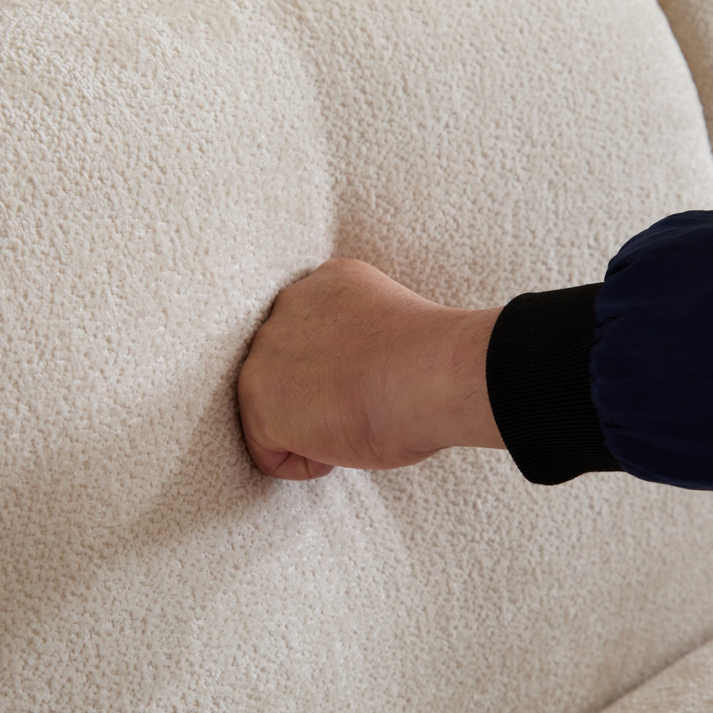 Tonson Wave Design 3-Seater Sofa, Beige Fabric, 83 Inches Sofa