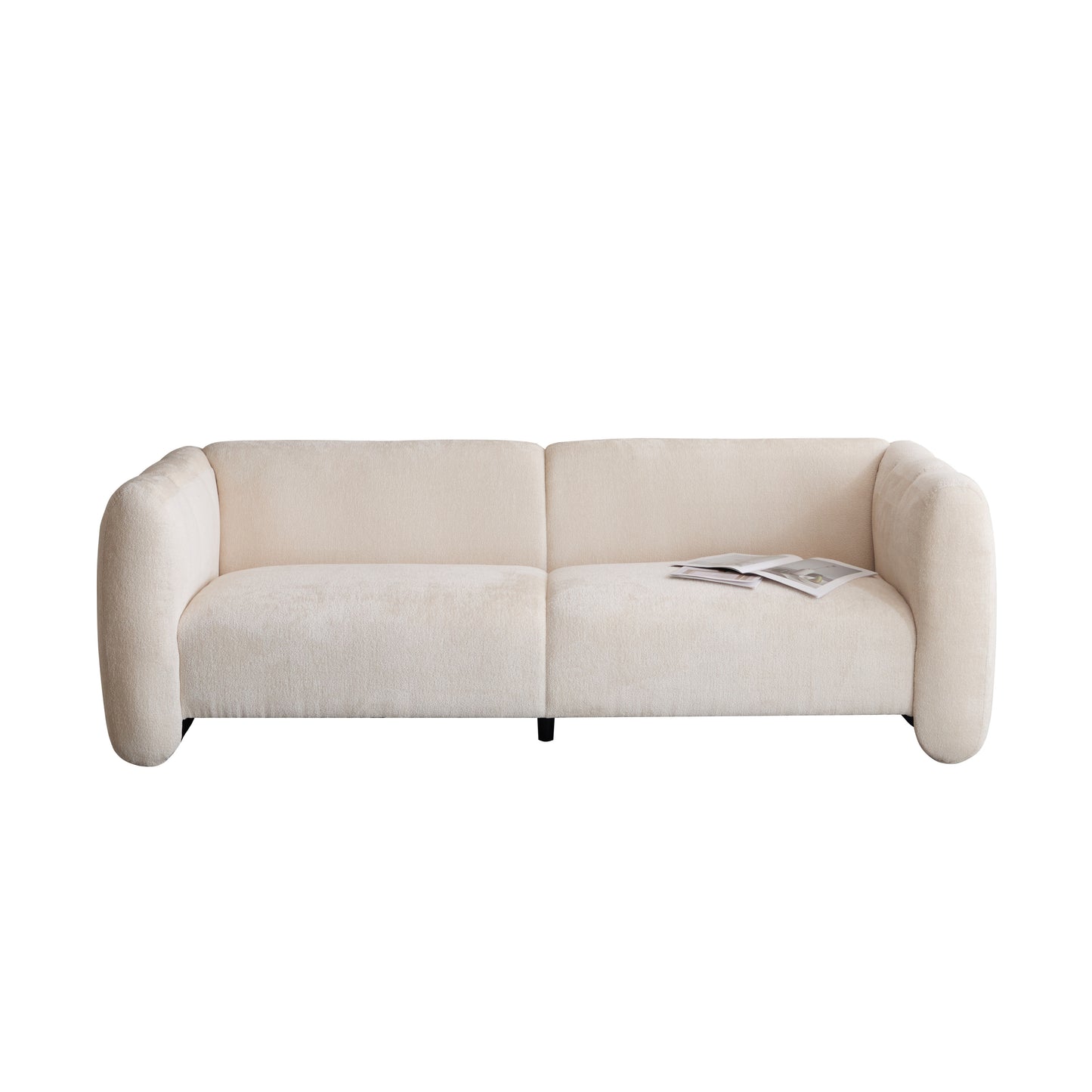 Tonson Wave Design 3-Seater Sofa, Beige Fabric, 83 Inches Sofa