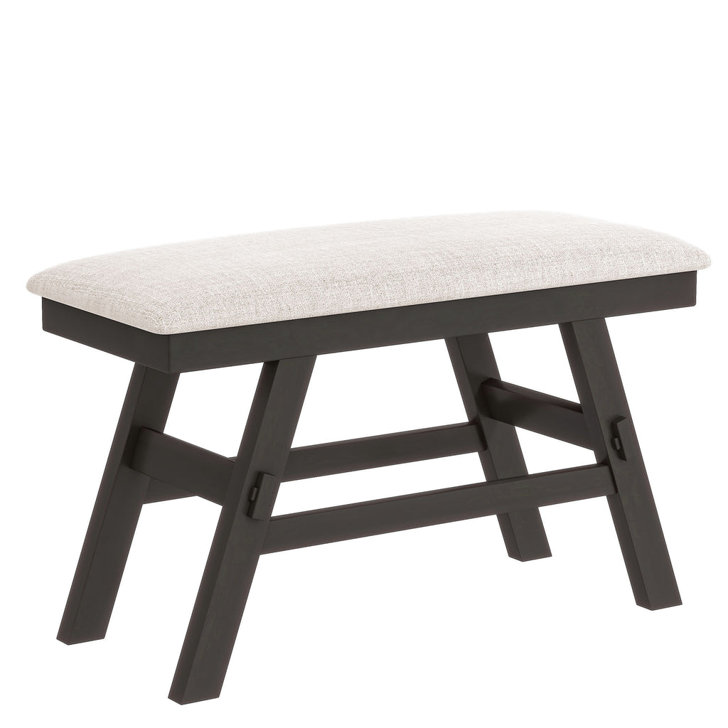 TOPMAX 6-Piece Wood Counter Height Dining Table Set with Storage Shelf, Kitchen Table Set with Bench and 4 Chairs,Rustic Style,Espresso+Beige Cushion (old sku: SH000257AAP)