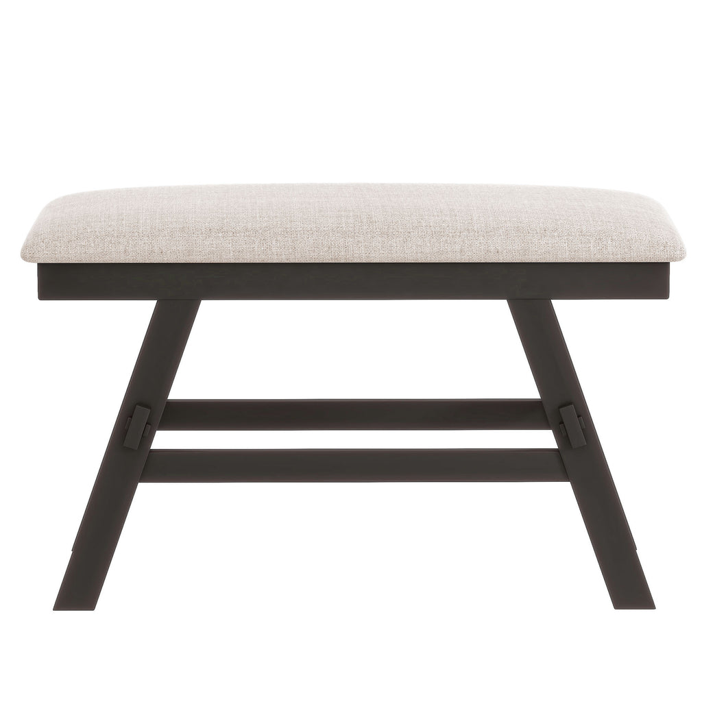 TOPMAX 6-Piece Wood Counter Height Dining Table Set with Storage Shelf, Kitchen Table Set with Bench and 4 Chairs,Rustic Style,Espresso+Beige Cushion (old sku: SH000257AAP)