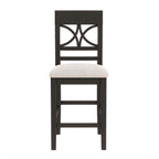 TOPMAX 6-Piece Wood Counter Height Dining Table Set with Storage Shelf, Kitchen Table Set with Bench and 4 Chairs,Rustic Style,Espresso+Beige Cushion (old sku: SH000257AAP)