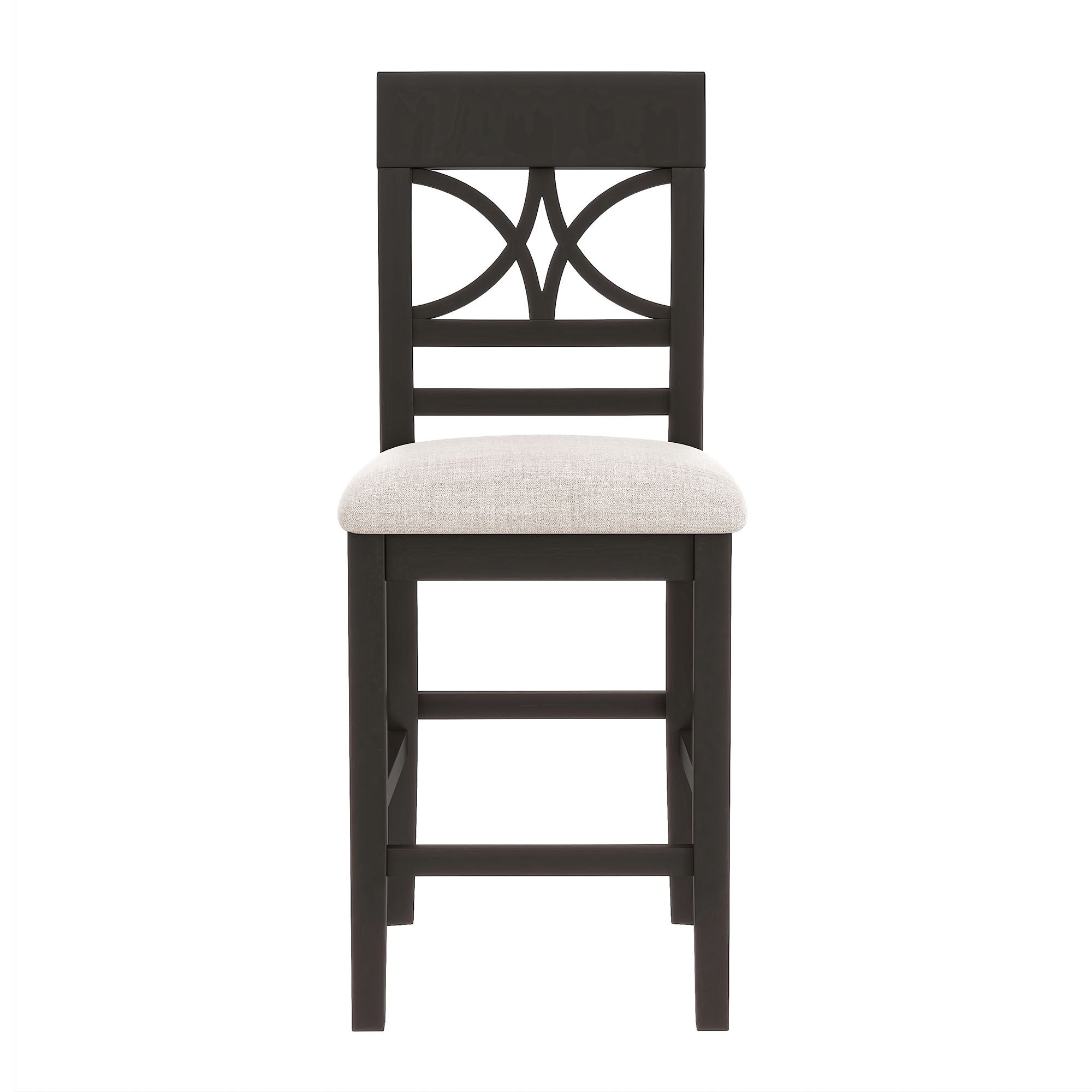 TOPMAX 6-Piece Wood Counter Height Dining Table Set with Storage Shelf, Kitchen Table Set with Bench and 4 Chairs,Rustic Style,Espresso+Beige Cushion (old sku: SH000257AAP)