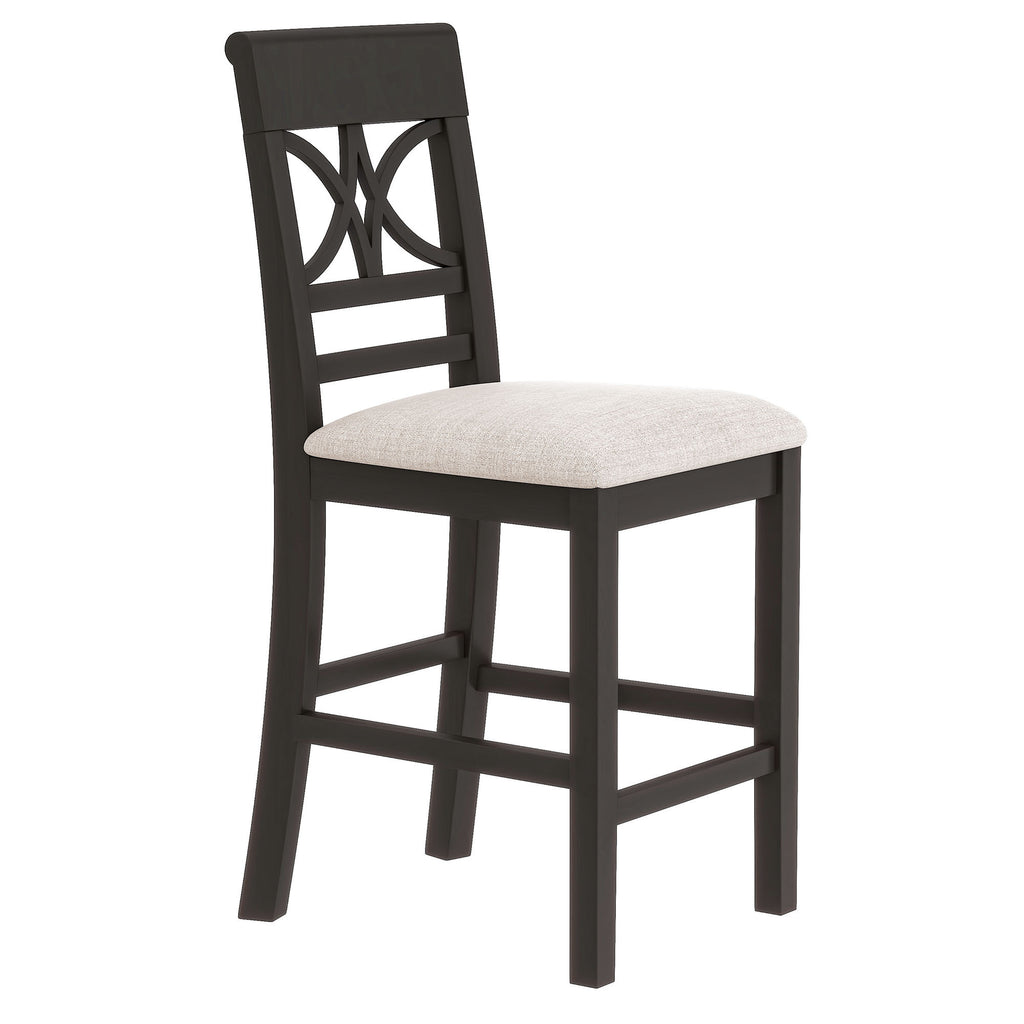 TOPMAX 6-Piece Wood Counter Height Dining Table Set with Storage Shelf, Kitchen Table Set with Bench and 4 Chairs,Rustic Style,Espresso+Beige Cushion (old sku: SH000257AAP)