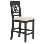 TOPMAX 6-Piece Wood Counter Height Dining Table Set with Storage Shelf, Kitchen Table Set with Bench and 4 Chairs,Rustic Style,Espresso+Beige Cushion (old sku: SH000257AAP)