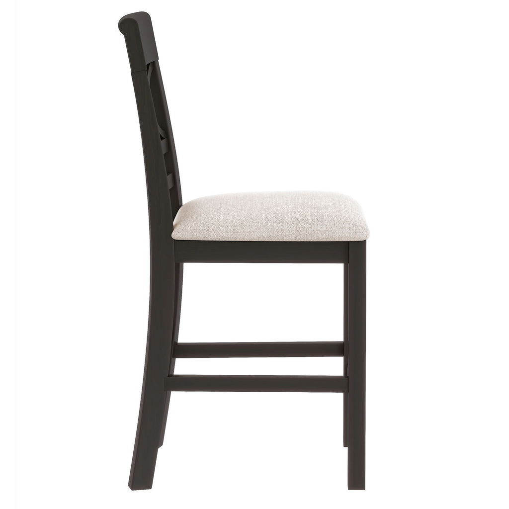 TOPMAX 6-Piece Wood Counter Height Dining Table Set with Storage Shelf, Kitchen Table Set with Bench and 4 Chairs,Rustic Style,Espresso+Beige Cushion (old sku: SH000257AAP)