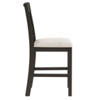 TOPMAX 6-Piece Wood Counter Height Dining Table Set with Storage Shelf, Kitchen Table Set with Bench and 4 Chairs,Rustic Style,Espresso+Beige Cushion (old sku: SH000257AAP)