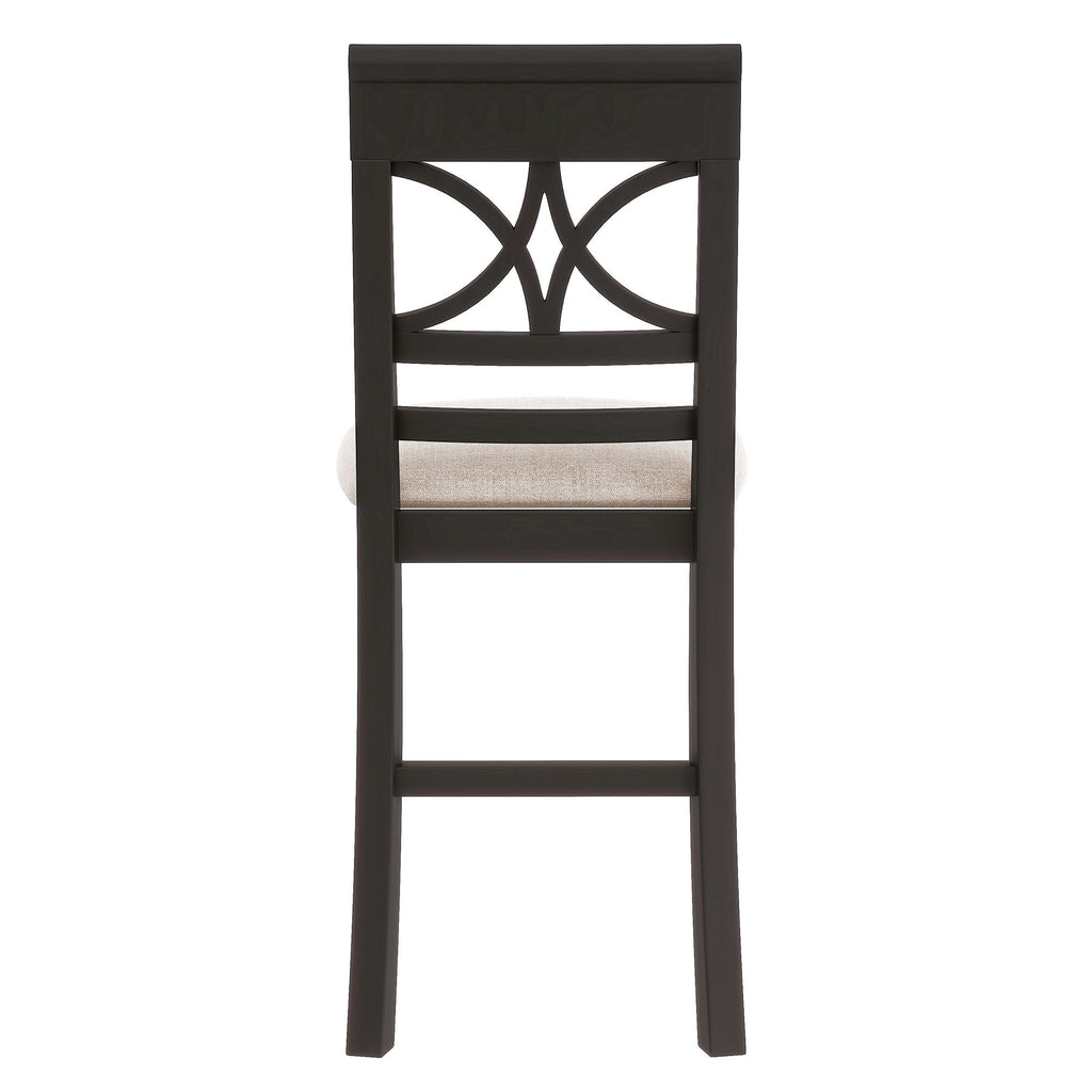 TOPMAX 6-Piece Wood Counter Height Dining Table Set with Storage Shelf, Kitchen Table Set with Bench and 4 Chairs,Rustic Style,Espresso+Beige Cushion (old sku: SH000257AAP)