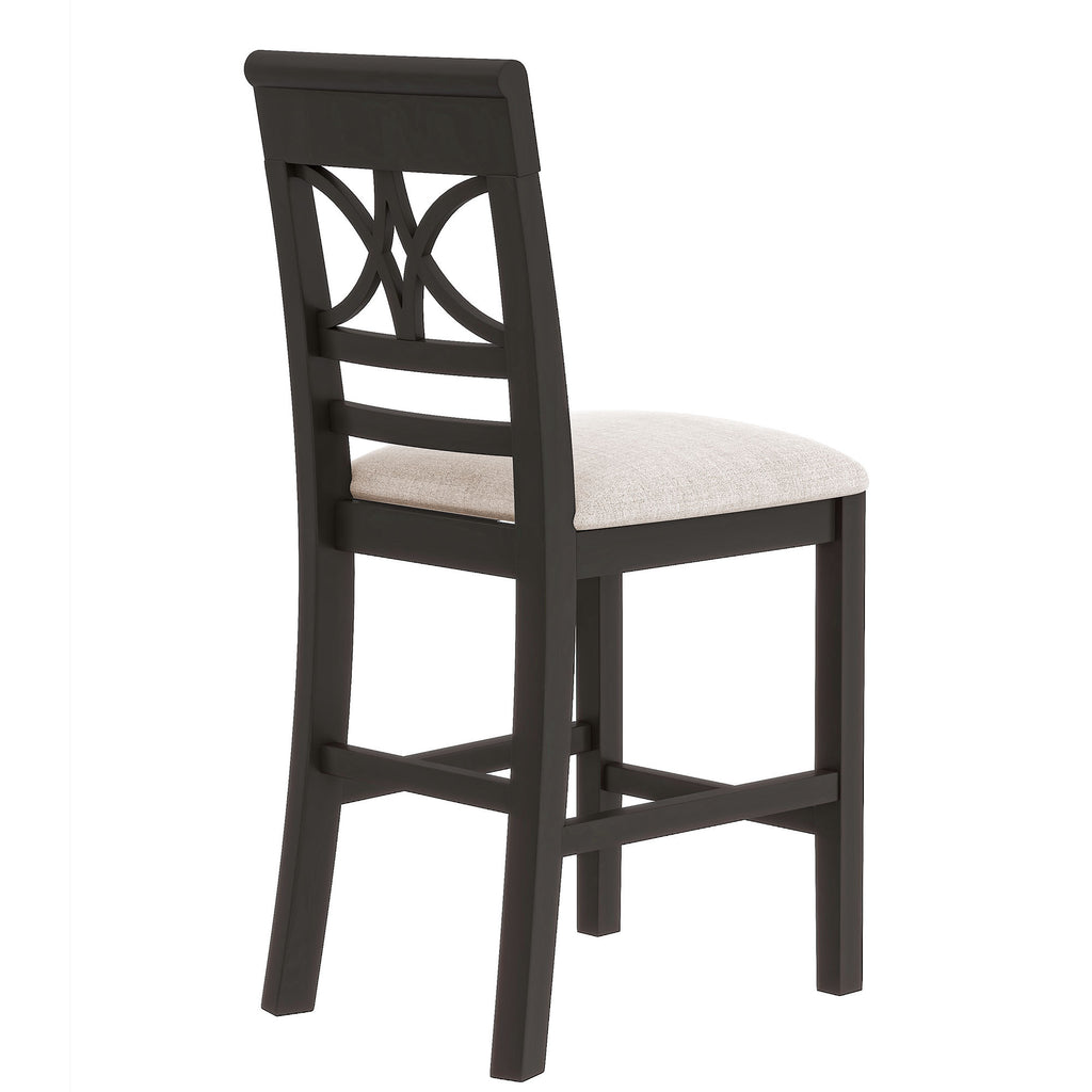 TOPMAX 6-Piece Wood Counter Height Dining Table Set with Storage Shelf, Kitchen Table Set with Bench and 4 Chairs,Rustic Style,Espresso+Beige Cushion (old sku: SH000257AAP)