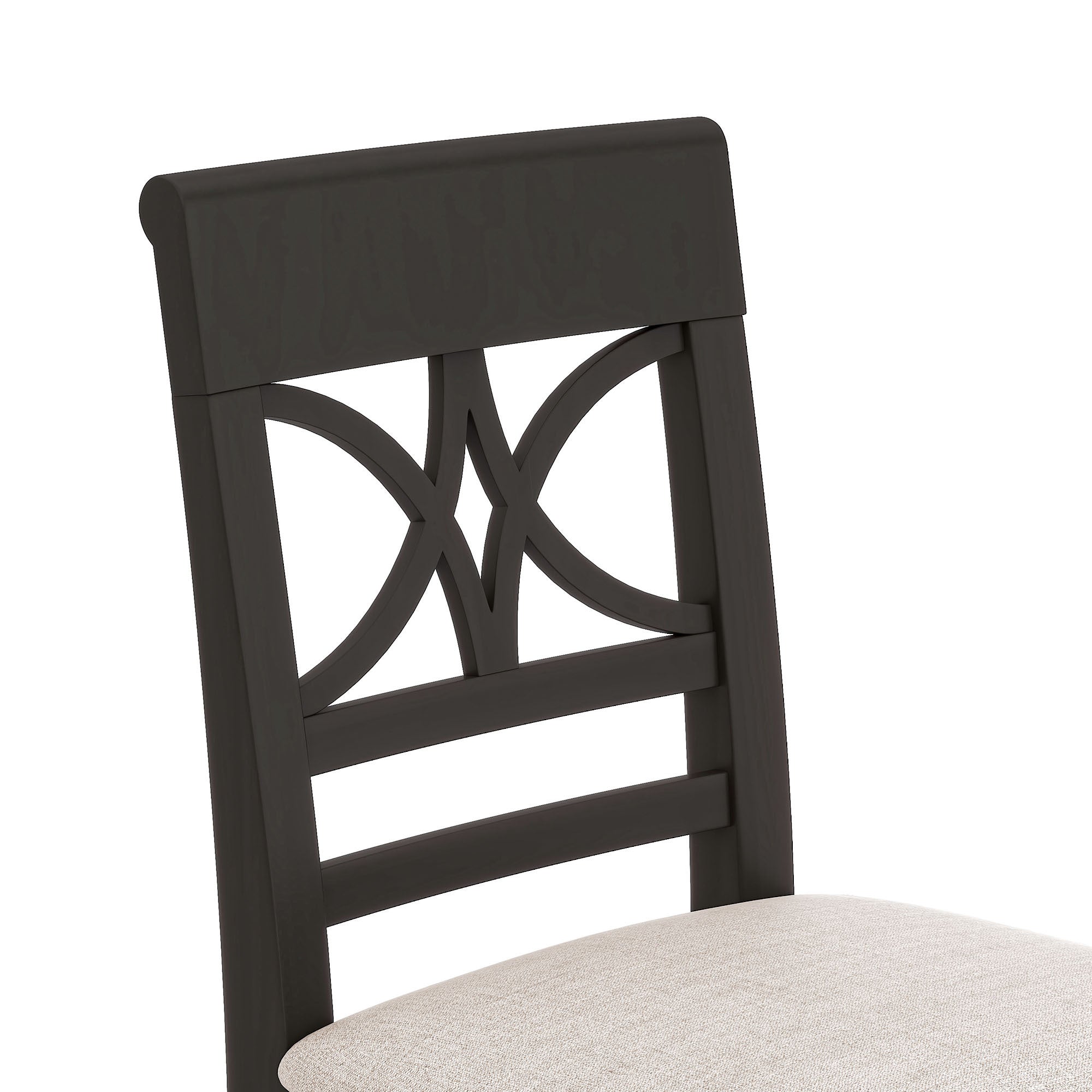 TOPMAX 6-Piece Wood Counter Height Dining Table Set with Storage Shelf, Kitchen Table Set with Bench and 4 Chairs,Rustic Style,Espresso+Beige Cushion (old sku: SH000257AAP)