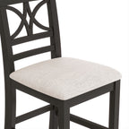 TOPMAX 6-Piece Wood Counter Height Dining Table Set with Storage Shelf, Kitchen Table Set with Bench and 4 Chairs,Rustic Style,Espresso+Beige Cushion (old sku: SH000257AAP)