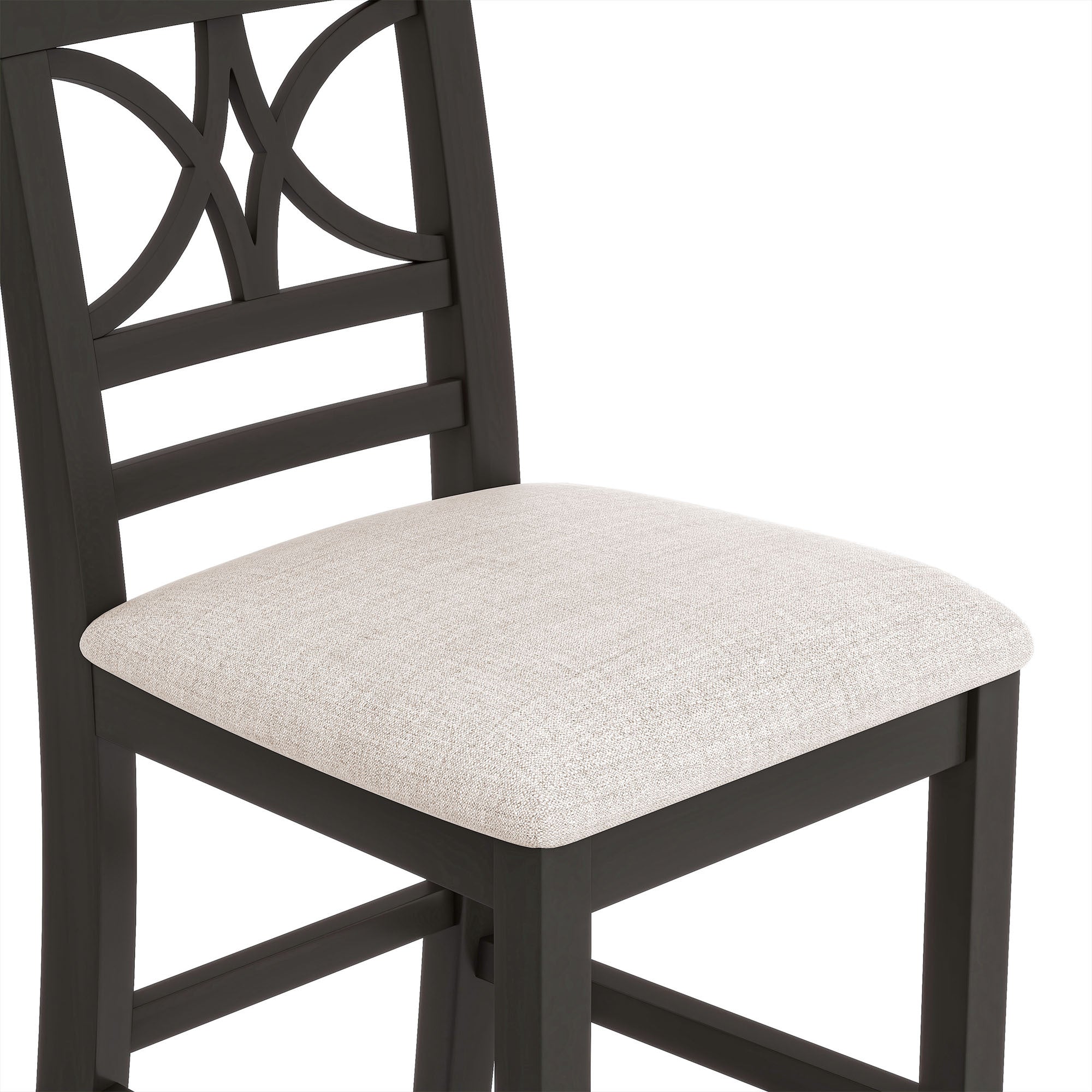 TOPMAX 6-Piece Wood Counter Height Dining Table Set with Storage Shelf, Kitchen Table Set with Bench and 4 Chairs,Rustic Style,Espresso+Beige Cushion (old sku: SH000257AAP)