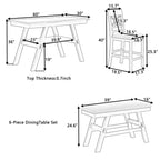 TOPMAX 6-Piece Wood Counter Height Dining Table Set with Storage Shelf, Kitchen Table Set with Bench and 4 Chairs,Rustic Style,Espresso+Beige Cushion (old sku: SH000257AAP)