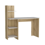 Toronto 120 Writing Desk, Four Shelves, White / Pine