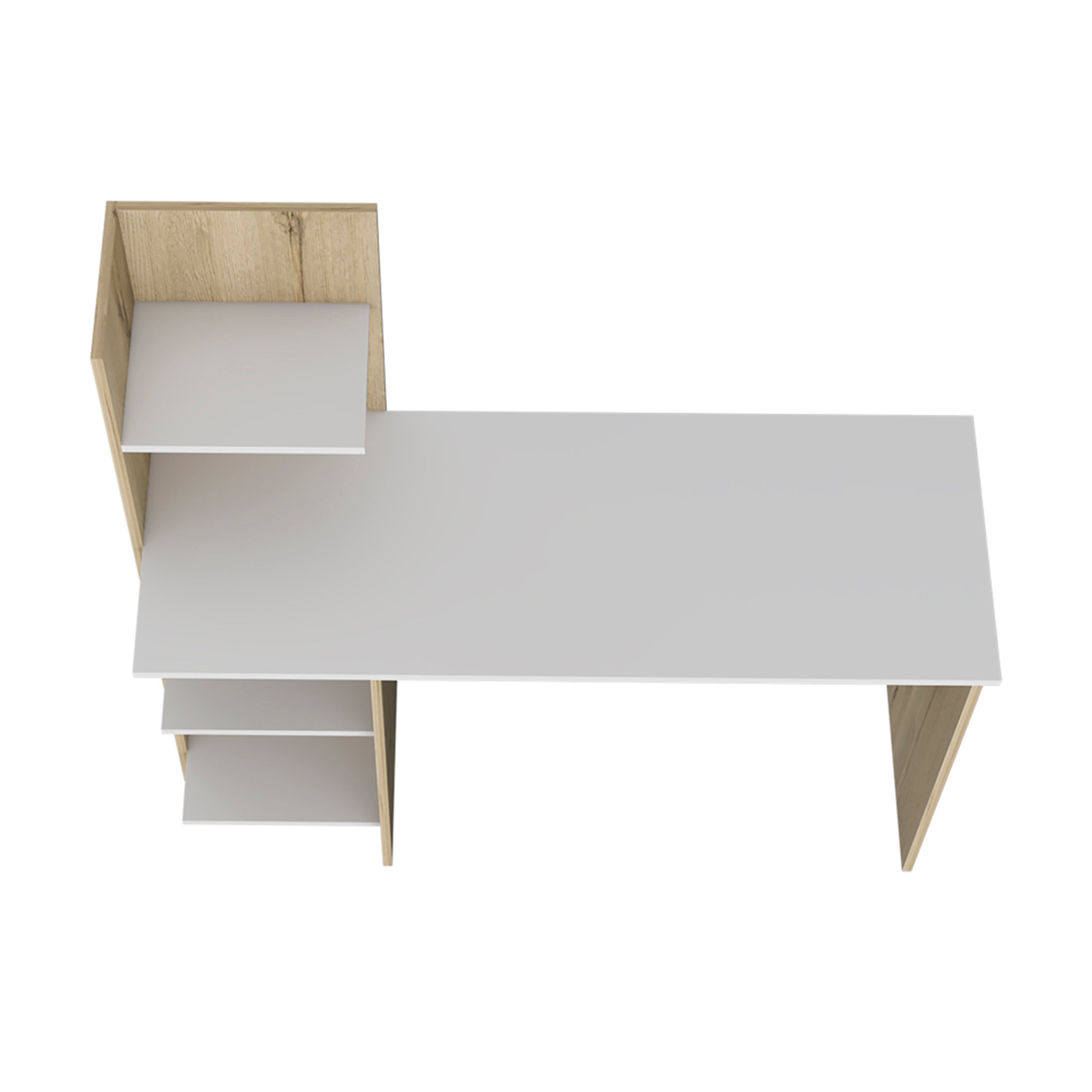 Toronto 120 Writing Desk, Four Shelves, White / Pine