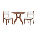 Walnut Dining Table Set:39.4' Round Table + 2 Chairs - Traditional Solid Wood Kitchen Set with Inlaid Tabletop, Elegant Curved Legs for Dining Room