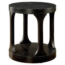 Transitional Style Antique Black Finish Bold Round Structure End Table With Extra Storage Shelf I Designed Legs Coffee Table-Not Included