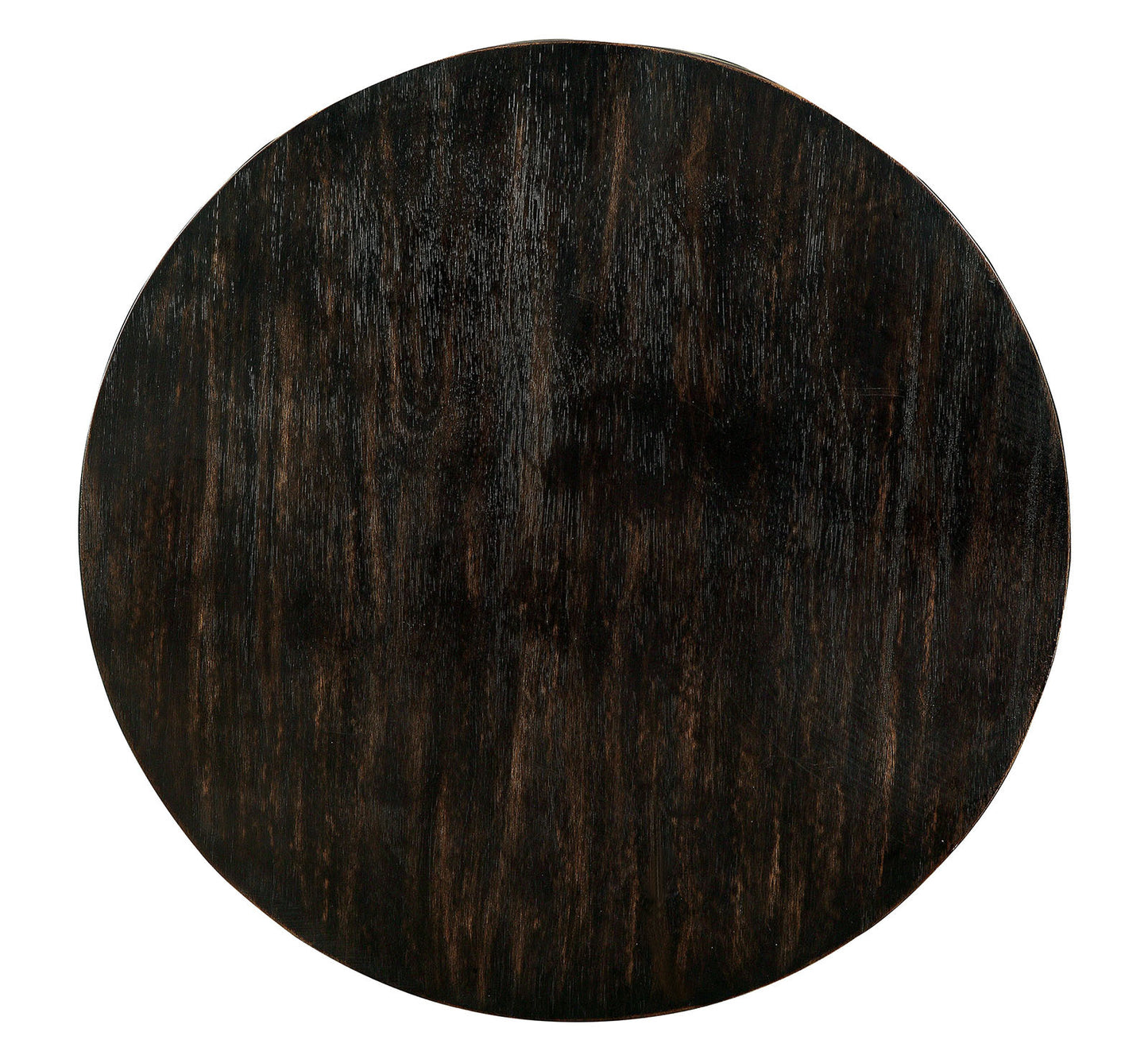 Transitional Style Antique Black Finish Bold Round Structure End Table With Extra Storage Shelf I Designed Legs Coffee Table-Not Included