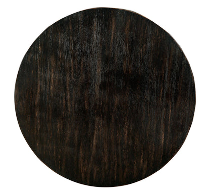 Transitional Style Antique Black Finish Bold Round Structure End Table With Extra Storage Shelf I Designed Legs Coffee Table-Not Included