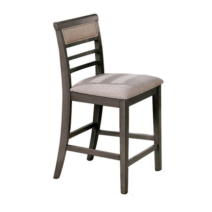 7pc Counter Height Dining Table Set 1x Table 6x Chairs Transitional Style Weathered Gray And Beige Finish Padded Cushion Slat Back Chairs Dining Table Set