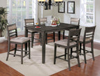 Transitional 7pc Counter Height Dining Set in Gray Beige.
