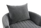 Transitional Style 1pc Channel Tufted Swivel Round Chair Scattered Back Pillow Dark Gray Finish Primary living Room Accent Chair