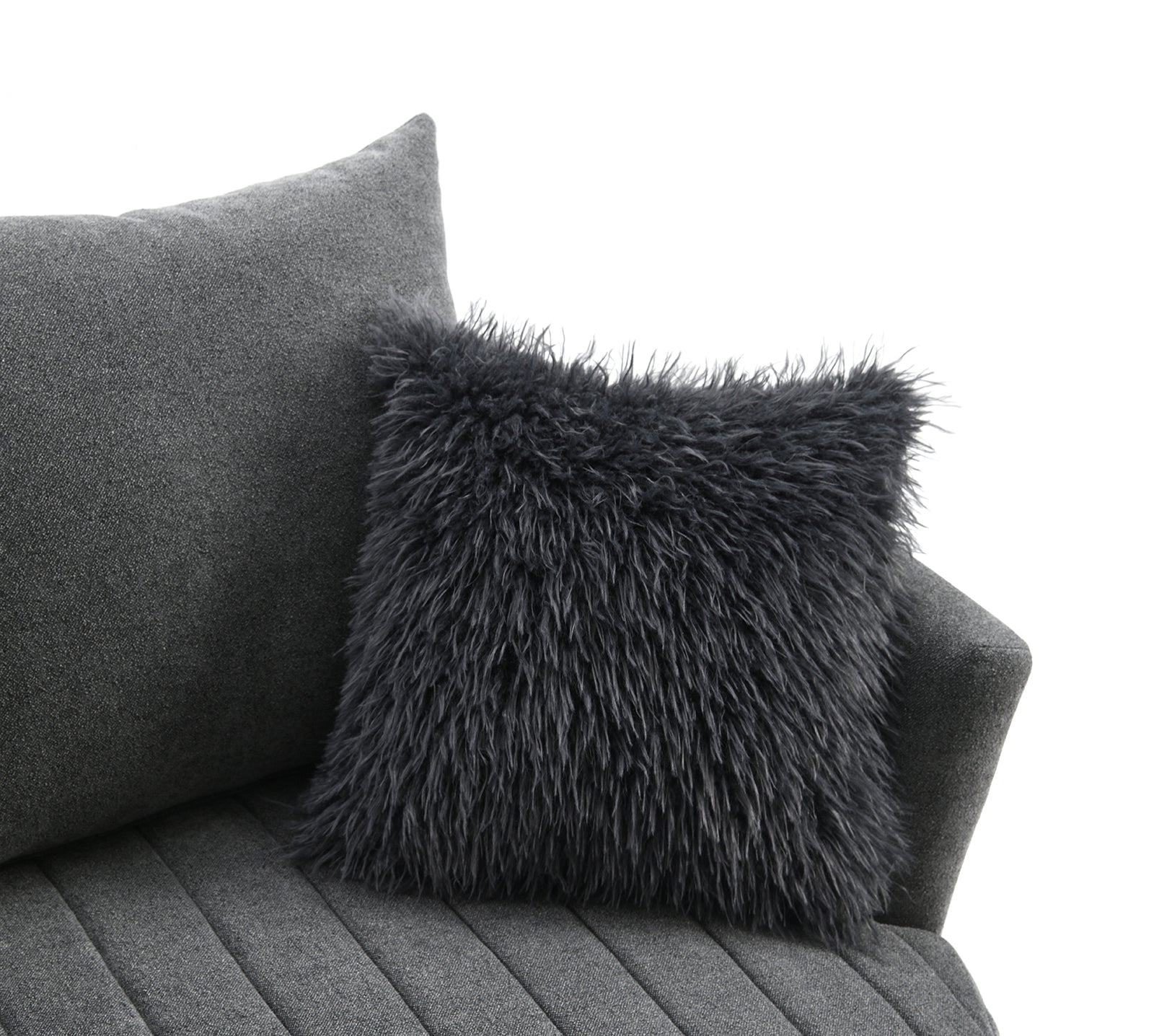 Transitional Style 1pc Channel Tufted Swivel Round Chair Scattered Back Pillow Dark Gray Finish Primary living Room Accent Chair