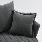 Transitional Style 1pc Channel Tufted Swivel Round Chair Scattered Back Pillow Dark Gray Finish Primary living Room Accent Chair
