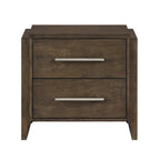 Transitional Dark Walnut Finish Two Drawers Nightstand 1pc Wooden Bedroom Furniture Solid Rubberwood