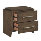 Transitional Dark Walnut Finish Two Drawers Nightstand 1pc Wooden Bedroom Furniture Solid Rubberwood