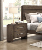 Transitional Dark Walnut Finish Two Drawers Nightstand 1pc Wooden Bedroom Furniture Solid Rubberwood