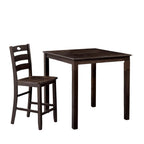 Transitional Style Espresso Finish 5pc Dining Table Set 1x Square Counter Height Dining Table 4x Slat Back Chairs Dining Room Dining Table Set