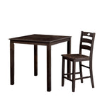 Transitional Style Espresso Finish 5pc Dining Table Set 1x Square Counter Height Dining Table 4x Slat Back Chairs Dining Room Dining Table Set