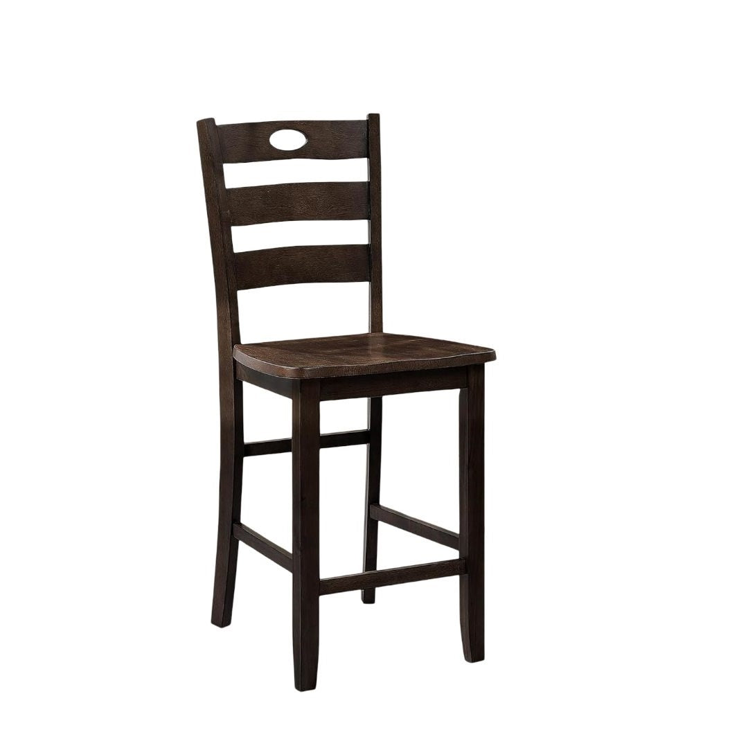 Transitional Style Espresso Finish 5pc Dining Table Set 1x Square Counter Height Dining Table 4x Slat Back Chairs Dining Room Dining Table Set