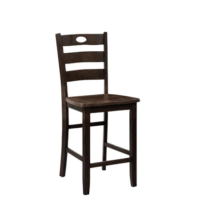 Transitional Style Espresso Finish 5pc Dining Table Set 1x Square Counter Height Dining Table 4x Slat Back Chairs Dining Room Dining Table Set