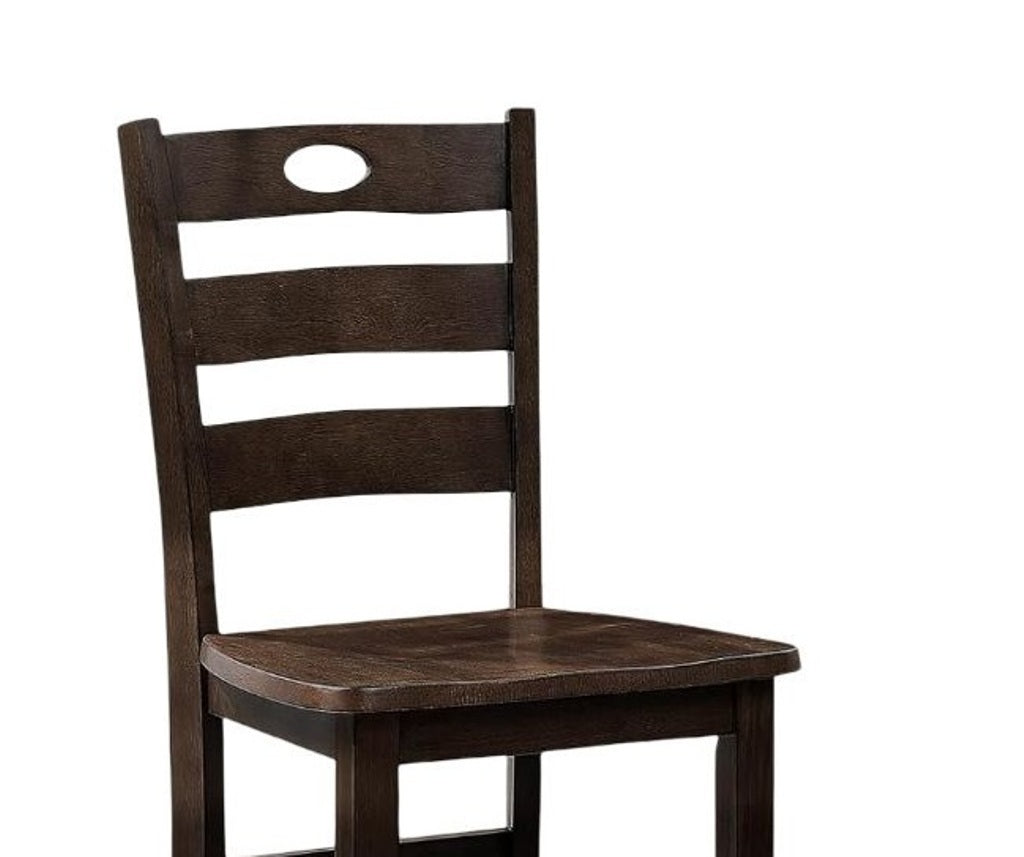 Transitional Style Espresso Finish 5pc Dining Table Set 1x Square Counter Height Dining Table 4x Slat Back Chairs Dining Room Dining Table Set