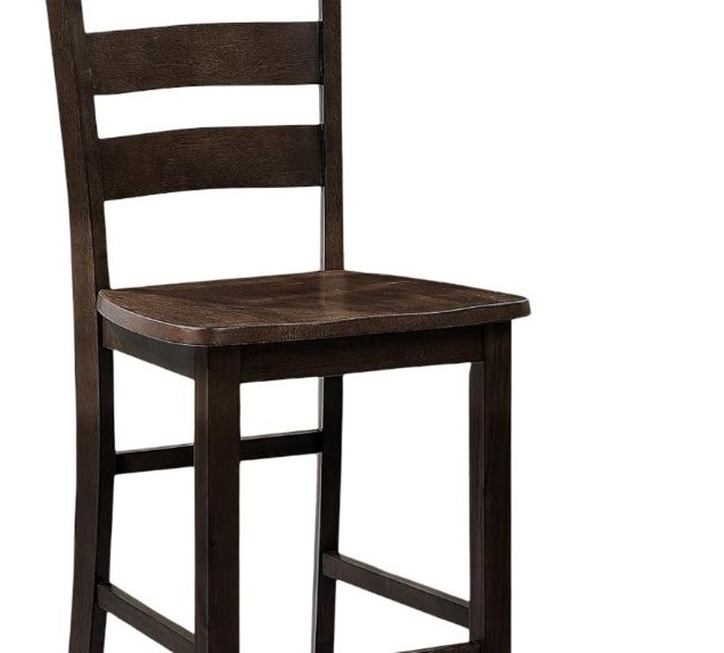 Transitional Style Espresso Finish 5pc Dining Table Set 1x Square Counter Height Dining Table 4x Slat Back Chairs Dining Room Dining Table Set