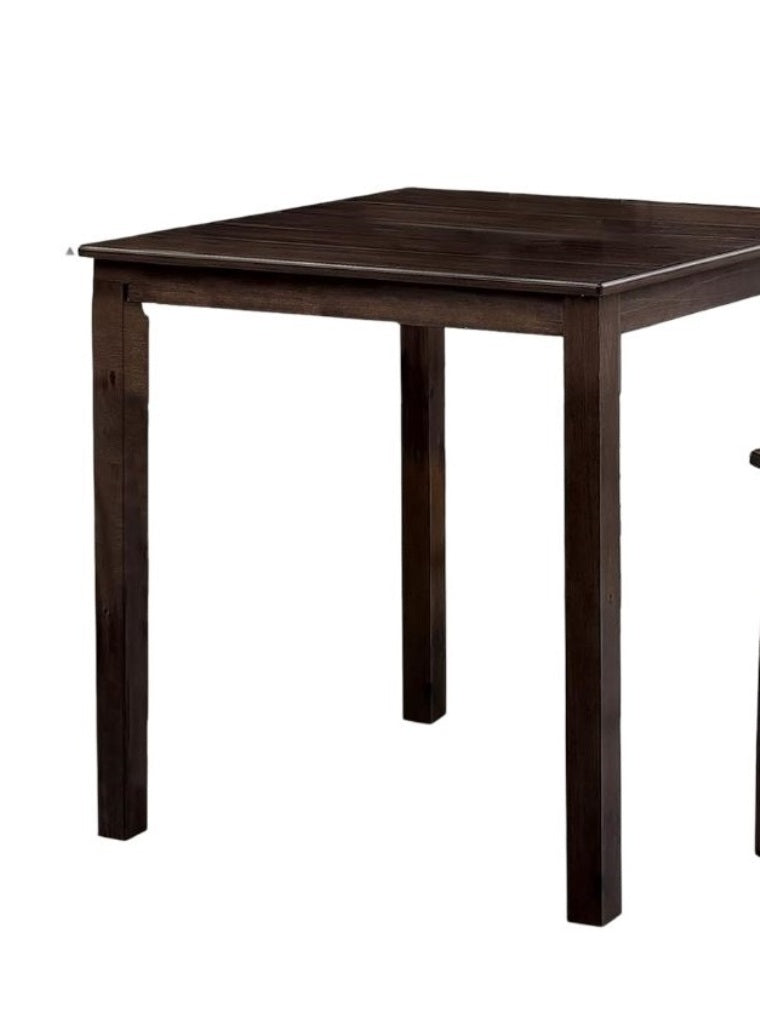 Transitional Style Espresso Finish 5pc Dining Table Set 1x Square Counter Height Dining Table 4x Slat Back Chairs Dining Room Dining Table Set