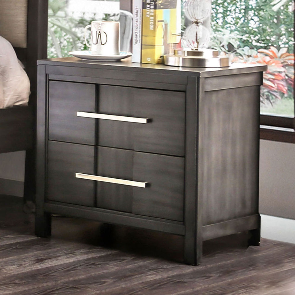 Beautiful 1pc Nightstand Transitional Style Gray Bedside Table Bedroom Furniture